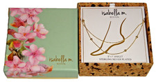 ISABELLA M. Yellow Gold Sterling Silver Double Chain Anklet MADE IN ITALY + BOX