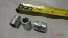 1/8" NPT Steel Pipe Couplings Hex Center - From Grease Gun Hose ** LOT of 3 ** -