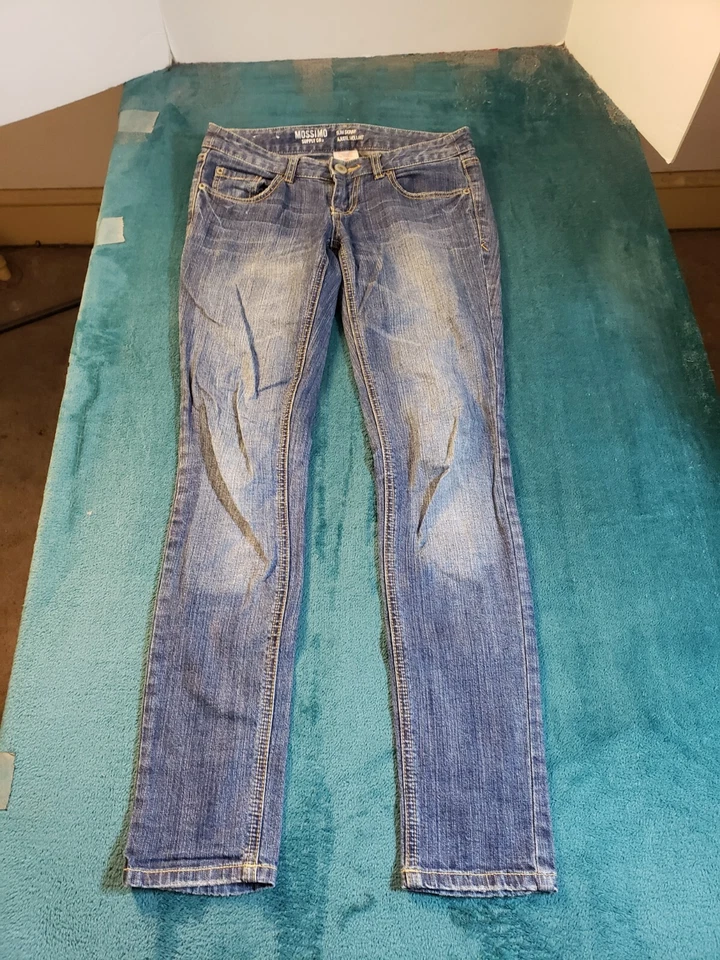 Mossimo Jeans Sz 1 Womens Blue Stretch Pants Ladies Denim Mid Rise Slim Skinny - Image 2 of 4