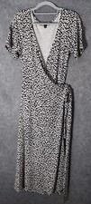 Ann Taylor Dress 12 Wrap Leopard Cheetah Stretch Knit Short Sleeve Edgy Glam