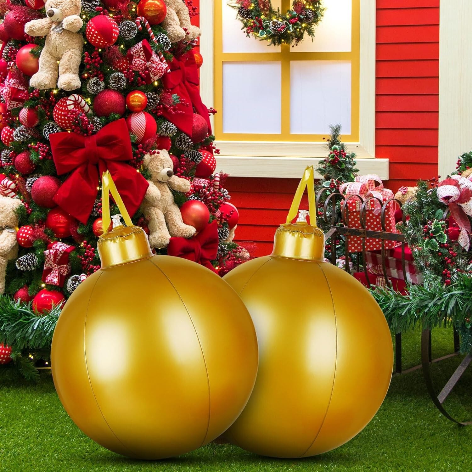 Jetec 2 Pcs 30 Inches Giant Inflatable Christmas Ball Large PVC Balls