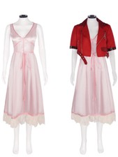 Final Fantasy VII Remake Aerith Gainsborough Cosplay Costume Red Coat Pink Dress