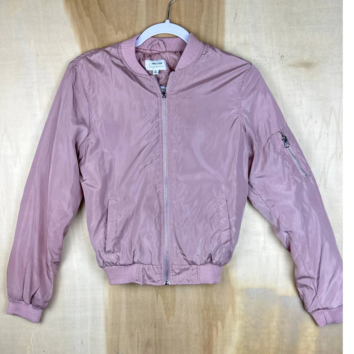 New Look Veste Supreme Femme Petites Poches Bomber Rose Champagne Cropped
