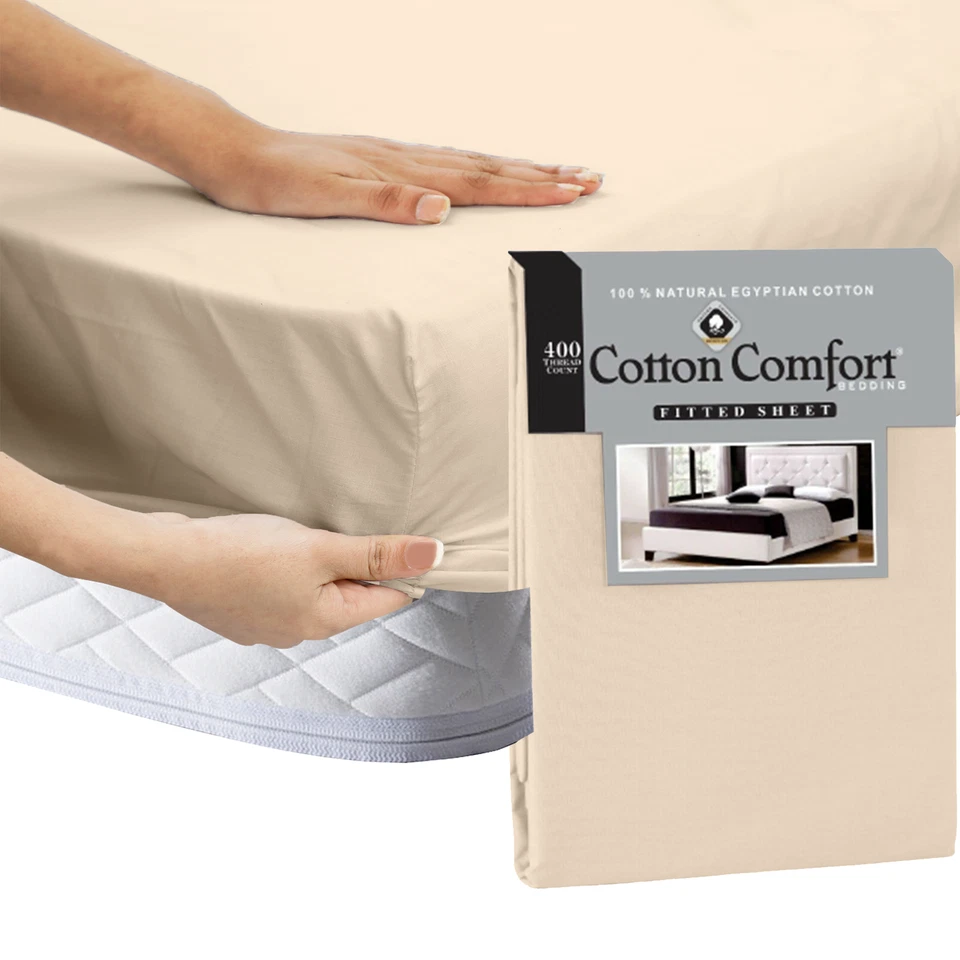 100% Egyptian Cotton 35cm Extra Deep Fitted Sheet 400 TC 25cm Bed Sheets UK Size - Image 2 of 4