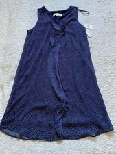 Emma & Michele Women Polka Dot Sleeveless Pullover Lined Shirt Dress Blue Size M