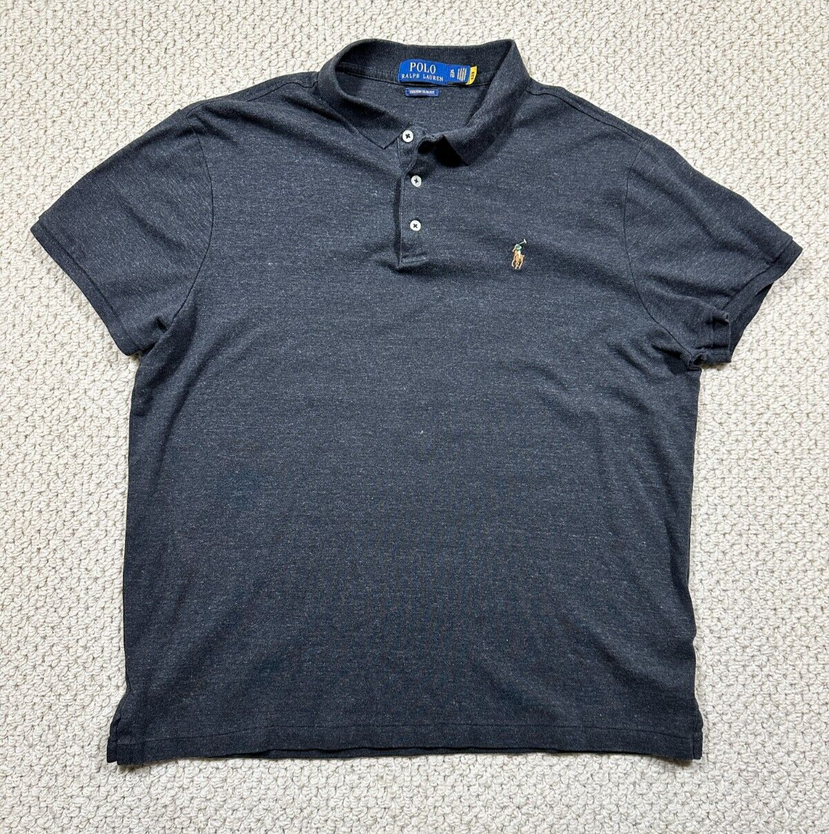 Polo Ralph Lauren camicia uomo XL nera erica personalizzata slim fit carne pony