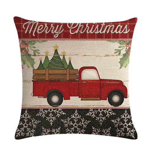 Rustic Farmhouse Cushion Cover Linen Noel Farms Christmas Pillow Case 18 x 18 in - Picture 29 of 33