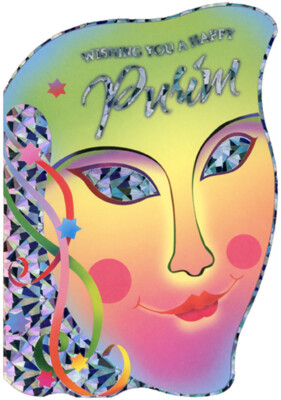 Designer Greetings Mask with Holographic Foil Eyes and Trim Die Cut Purim  Card | eBay
