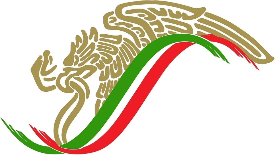 Mexican Eagle Sticker – Aztec-Inspired Golden Eagle Decal with Mexico Flag Color