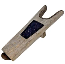 Vintage Rustic Weathered Wood Country Boot Remover Jack with Leather Heel Cup