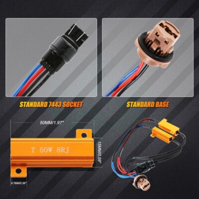 Paar 7443 LED 50W 8ohm Lastwiderstand Adapter Anti Hyper Flashing Error Canceler