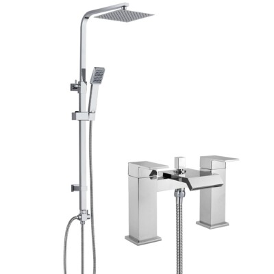 Wasserfall Bad Dusche Mischbatterie mit Quadrat 3 Wege Dusche Starre Steigstufe Kit Chrom