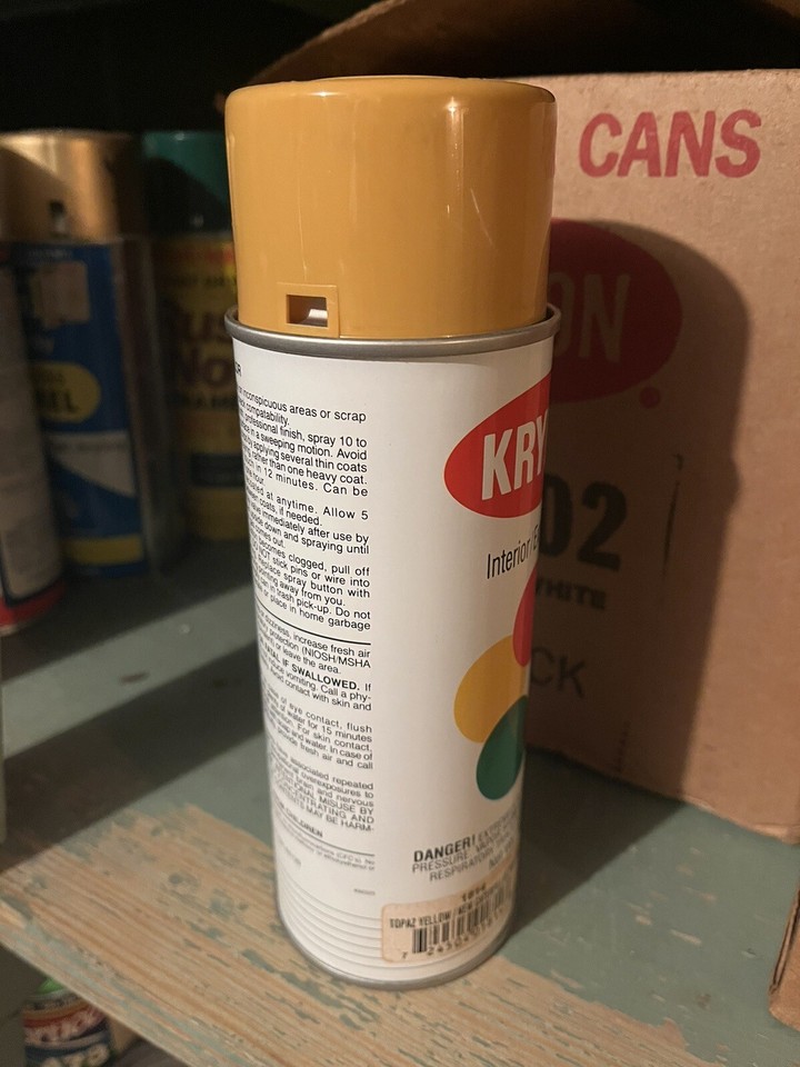 Rare Vintage 1991 Topaz Caterpillar Yellow KRYLON Flat Ball spray paint