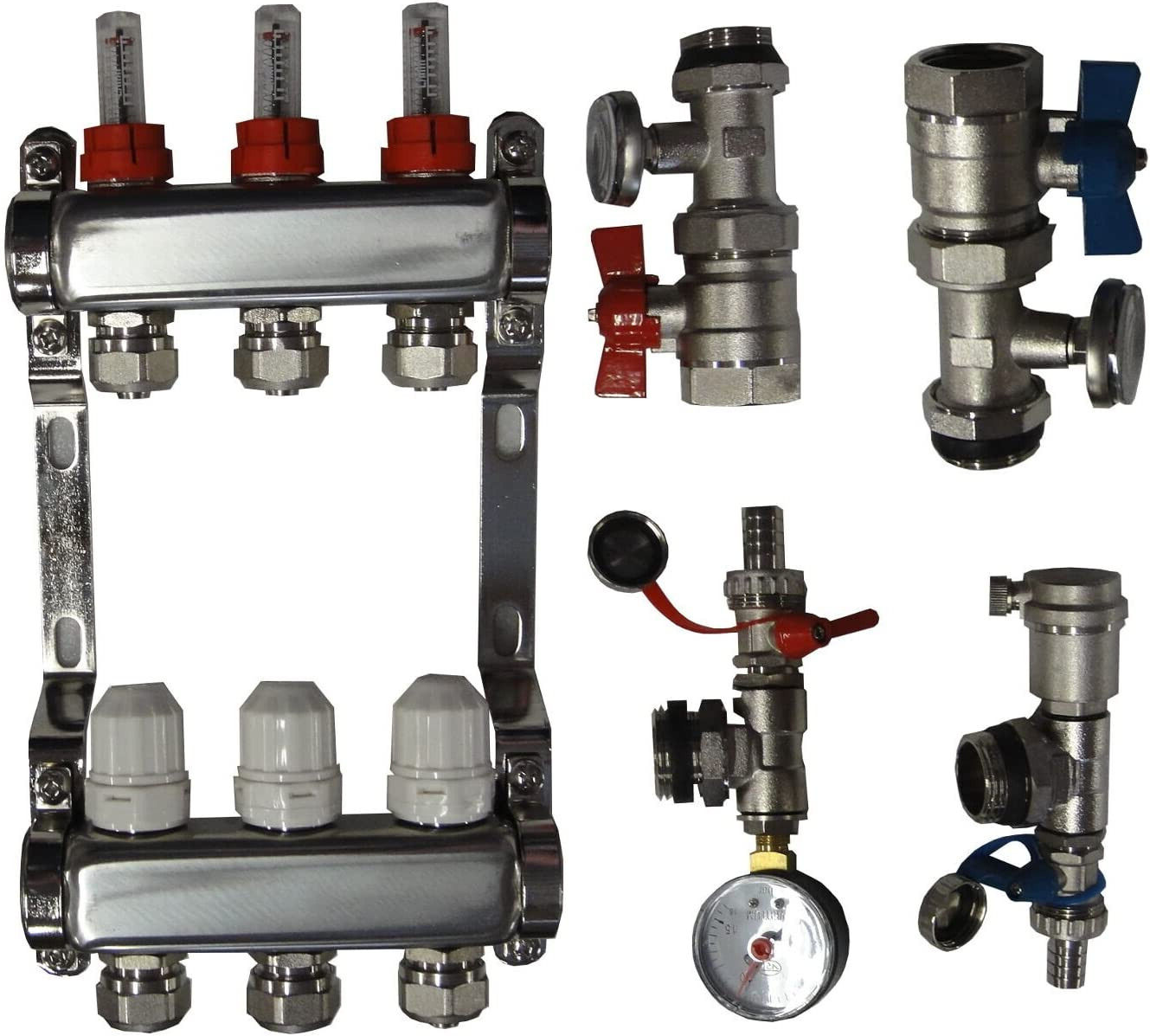 IN FLOOR HEAT MANIFOLD 3 LOOP BRANCH/OUTDOOR WOOD FURNACE BOILER PEX