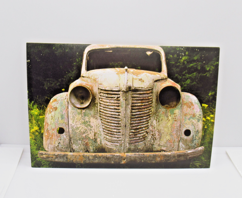Postcard Rusty Abandoned Car Front View Old Vehicle Nature Scene Unused ...