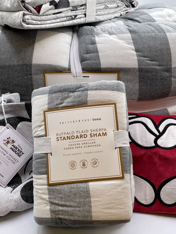 Juego de sábanas jaspeadas Pottery Barn Teen Mickey Mouse Plus Sherpa Set Twin XL NUEVO CON ETIQUETAS Foto 4 de 4