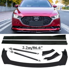Front Bumper Lip Spoiler Splitter Glossy Black Extension For Mazda 2 3 5