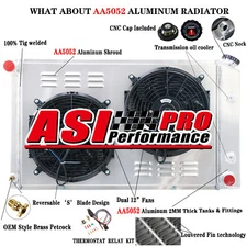 4 Row Aluminum Radiator Shroud Fan Relay For 1970-1981 Pontiac Firebird 6.6L V8