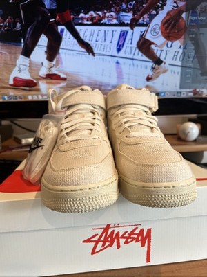 Size 8- Nike Stussy x Air Force 1 Mid Fossil | eBay