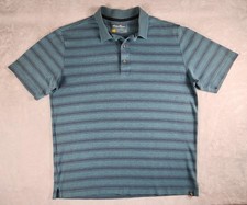 Eddie Bauer Travex Polo Shirt Mens Medium Blue Striped Lightweight Travel Casual
