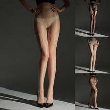 0D Ultra-thin Suspender Tights Thigh Cut Out Pantyhose Glossy Silky Stockings