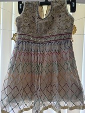 4-6 Year Old Cute Girl 2 Pieces Beige Kameez Shalwar. Pakistani indian Banglades