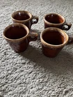 VTG Lot Of 4 Hull Oven Proof Pottery Brown Drip Glaze Coffee Cup Mugs USA VG+