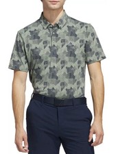 Adidas Men  s Golf Shirt Green And Navy Camo - Size XL