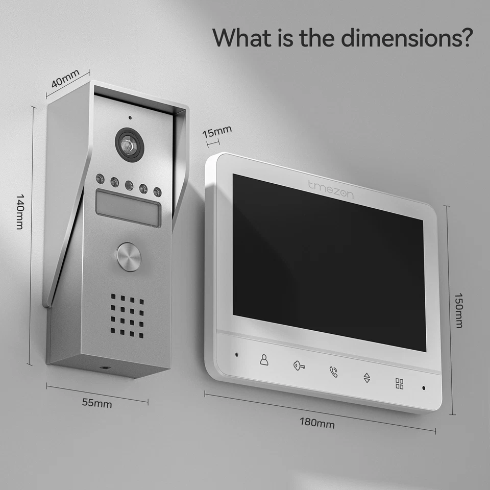 TMEZON Video Doorbell Door Phone Camera Intercom Entry System 7'' LCD Monitor - Image 3 of 4