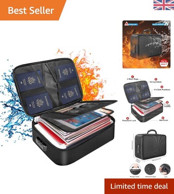 Große feuerfeste Dokumentenbox mit Schloss - 14,2 Zoll × 10,6 Zoll × 4 Zoll Essentials Organizer