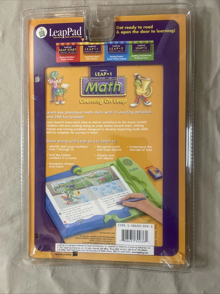 LeapPad Leap Frog 1 Math Preschool-Grade 1 Interactive Book and Cartridge NEW - Image 2 of 2