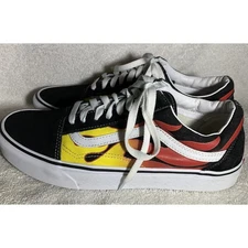 Vans Old Skool Flame Sneakers Mens 10 Black Red Yellow