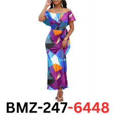 FANDEE Womens Maxi Dress Off The Shoulder Ruffle Casual Summer Party Dress, 3XL