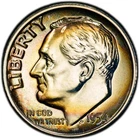 PR68 1954 10C Roosevelt Silver Proof Dime, PCGS Trueview- Rainbow Toned