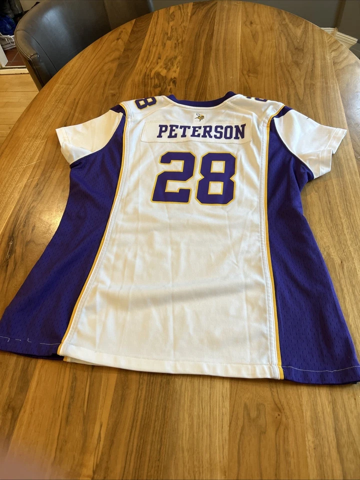 Camiseta de fútbol americano Nike NFL Vikings #28 blanca/púrpura Adrian Peterson Foto 4 de 4