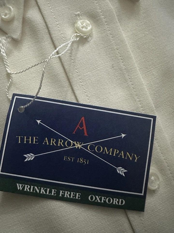 The arrow company Camisa Hombre Crema Sin Arrugas 18 1/2 34/35 Nueva Con Etiqueta Foto 4 de 4