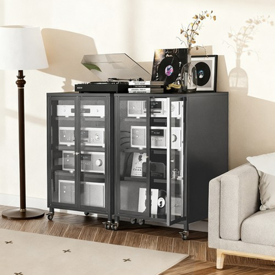 #ad #ad 35.8quot; High Media Storage Cabinet AV Stereo TV Stand w 4 Adjustable Glass Shelves $184.10