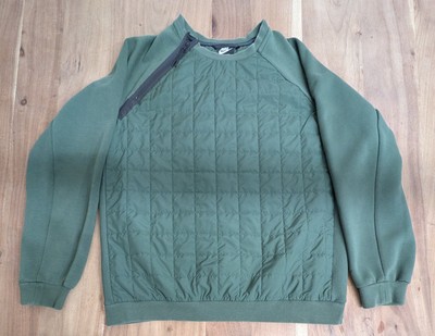 Nike Tech Pack Fleece Sweatshirt Mens L Quilted Crew Neck Green BV3697