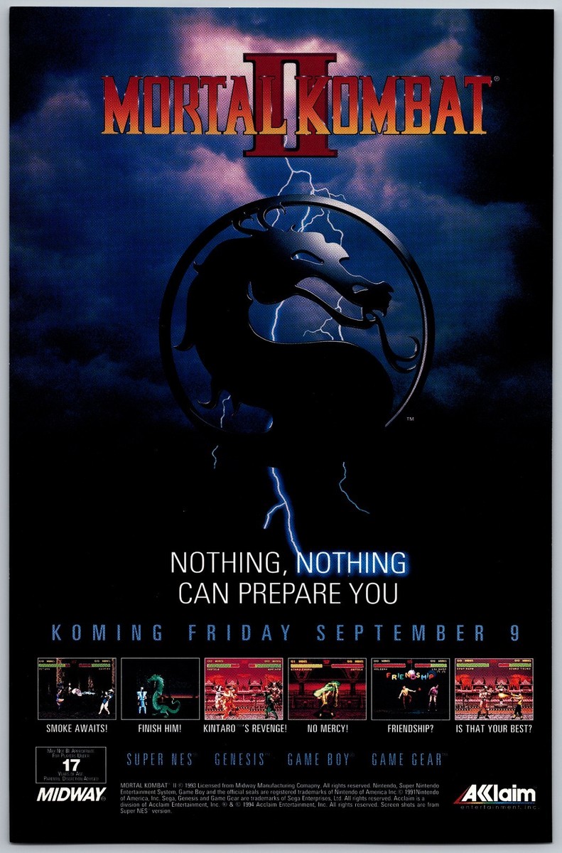 Mortal Kombat II Print Ad Game Poster Art PROMO Original SNES Sega