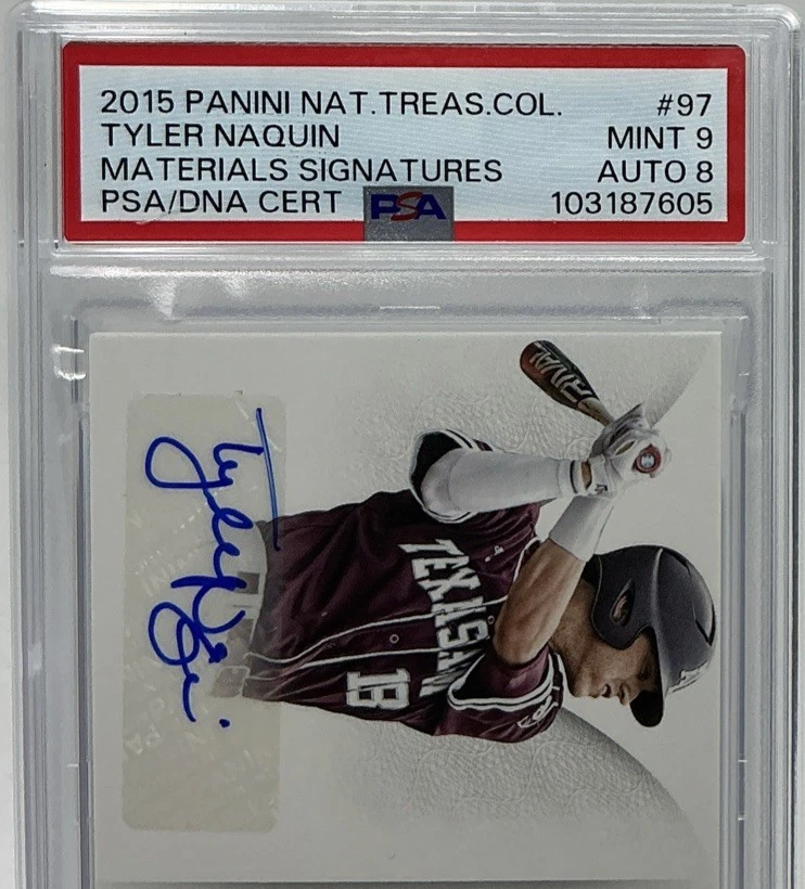 Tyler Naquin Rookie Auto PSA 9/8 -2015 National Treasures w/Relic /99 -Texas A&M - Image 2 of 4