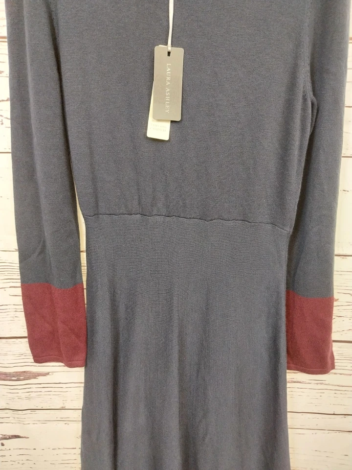 Laura Ashley Dress - Cashmere Blend - Navy/Morello - UK 12 - BNWT - RRP £80 - Image 3 of 4