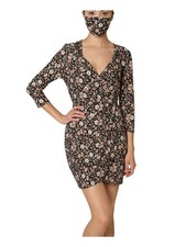 ULTRA FLIRT Womens 3/4 Sleeve Surplice Neckline Short Party Sheath Dress