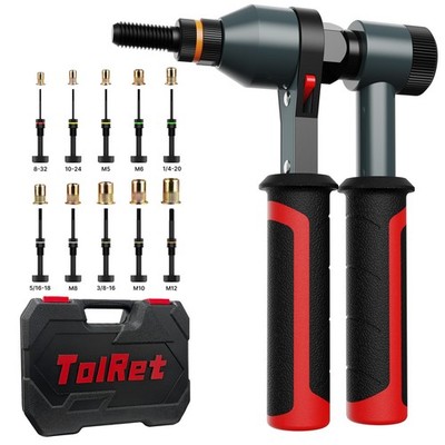 Rivet Nut Tool Rivet Nut Kit, Rivnut Tool Kit with 10 Metric and SAE Mandrels...