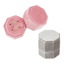 1set 2pcs 2 colors Velvet Rings box Octagon with Flip Mixed color 49x49x50.5cm