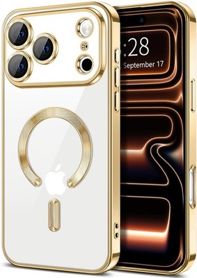 Magnetic Clear for iPhone 17 Pro Case with Camera Lens Protector, Gold