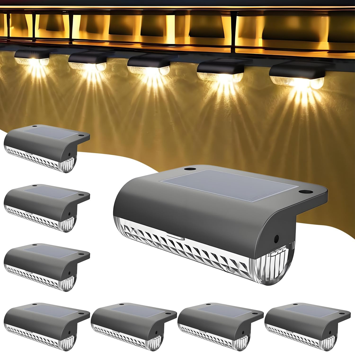 Stock 8 Luci Solari Giardino: LED Esterno Impermeabile Bianca C