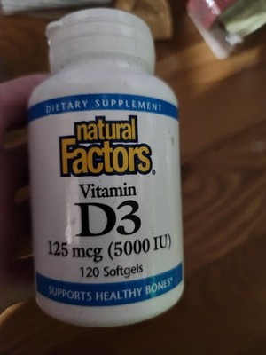 Natural Factors Vitamin D3 5000 IU, 125mg 120 Softgels