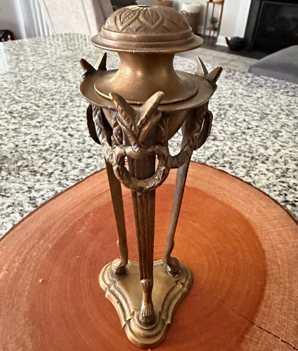 Vintage Egyptian Revival Empire Goat Headed Bronze/Brass Incense Holder