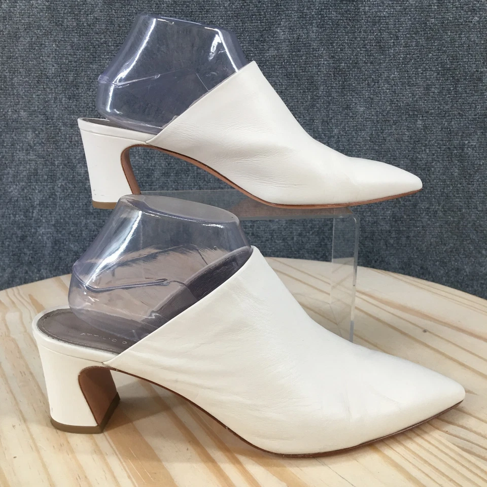 AGL Attilio Giusti Leombruni Shoes Womens 40 Mules Slip On Heels White Leather - Image 2 of 4
