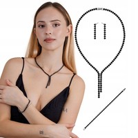 Schmuckset Schwarz Halskette Ohrringe Armband - Elegantes Set